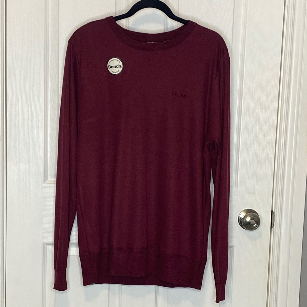 Bench Men's XL Burgundy Crewneck Knit Sweater Pullover Port Royale NWT - Picture 2 of 15
